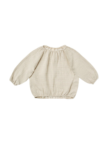 Quincy Mae Cinched Longsleeve, Basil Stripe